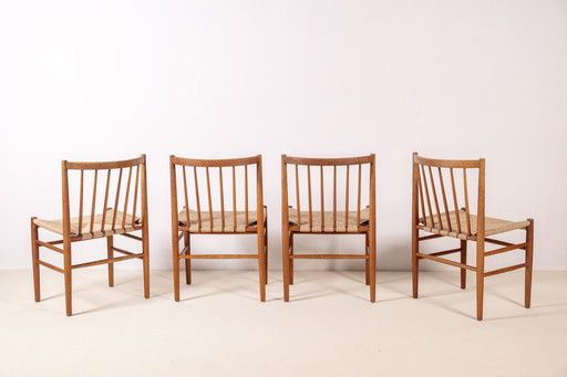 4x Jørgen Bækmark J80 en chêne, 1967 FDB Møbler, Danemark