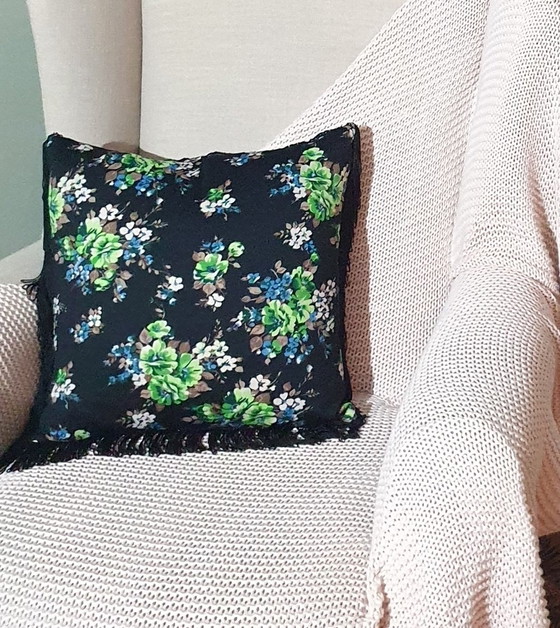 Image 1 of Bellissimo paralume e federa fatti a mano in tessuto vintage