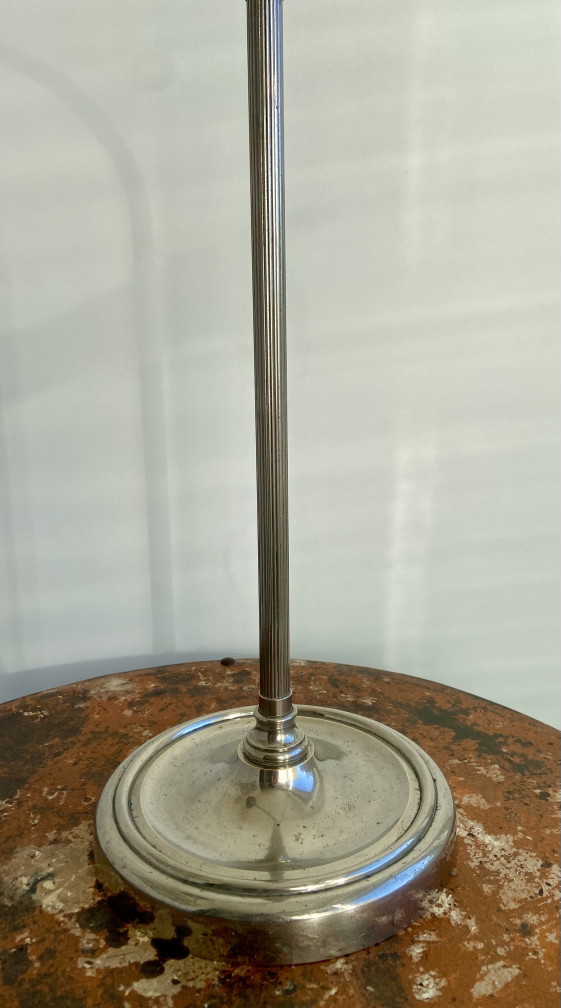 Image 1 of French Art Deco Adjustable Desk Lamp, Chrome & Brass, 1930s–1950s