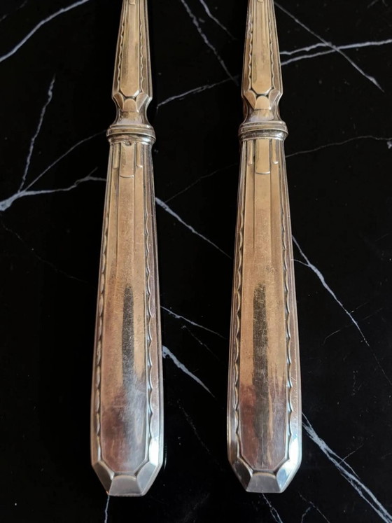 Posate da insalata in argento con punzone Minerva – Set di posate, Silver, Art Deco (photo 7 of 12)