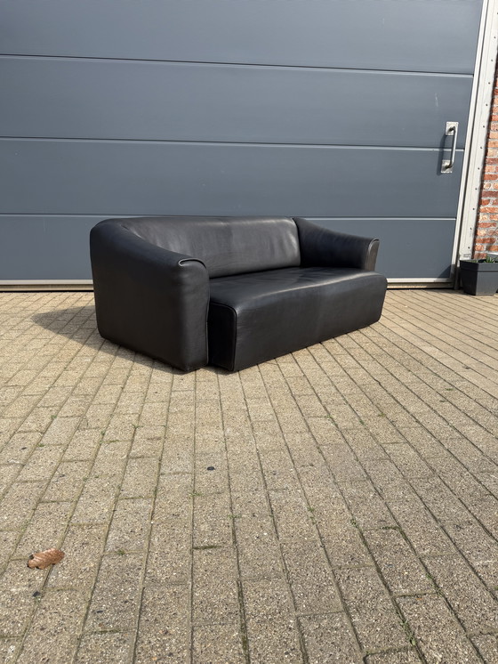 Image 1 of De Sede DS47 3-Sitzer in Büffelleder 5 mm NECK Schwarzes Leder, ausziehbarer Sitz