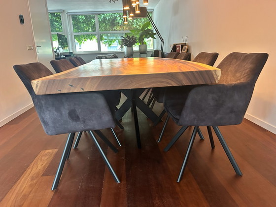 8 sillas de comedor giratorias Binn – Metal, Textile (photo 3 of 5)