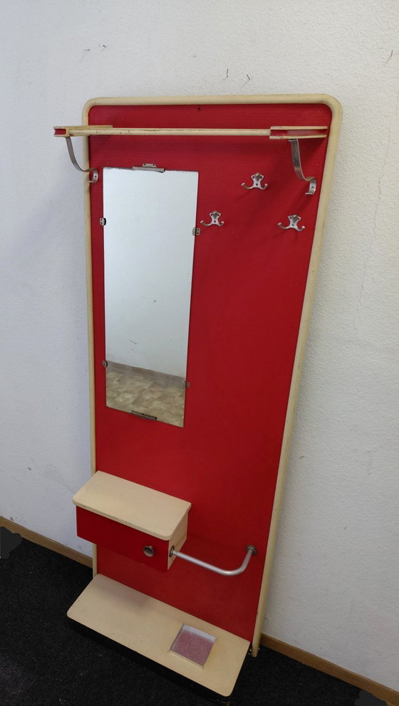 Image 1 of Fifties wall wardrobe in red with ivory white