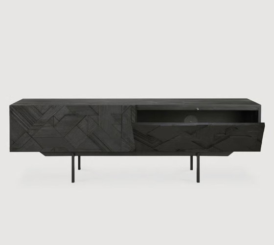 Mueble para TV Ethnicraft de teca con diseño gráfico. – Muebles TV, Wood (photo 3 of 5)