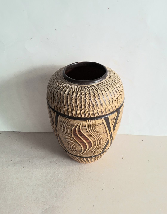 Image 1 of Vaso in terracotta vintage Sawa Keramik Germania tipo Sgraffito. Franz Schaderlapp 1960.