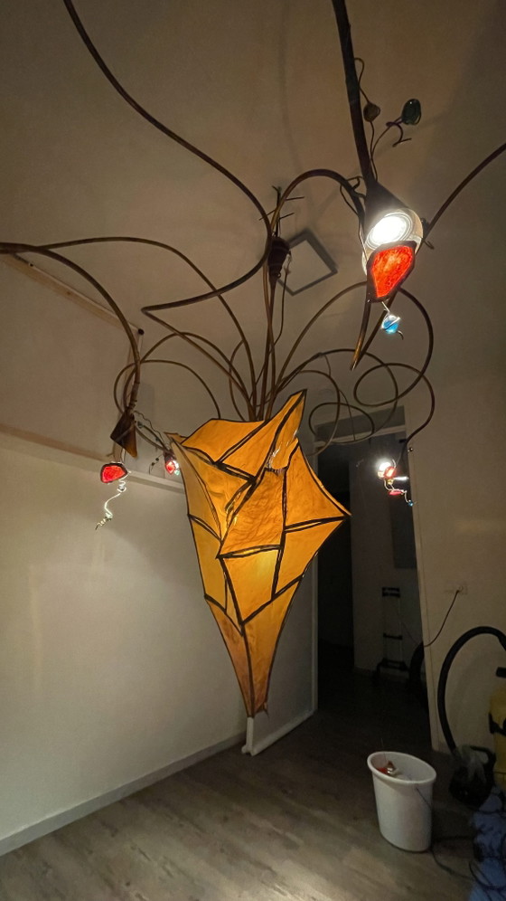 Grande lampada a sospensione scultorea d'arte da ritirare – Lampade a sospensione, Rame, Plastica (photo 6 of 10)