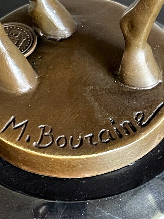 Image 1 of Escultura de antílope Art Déco en bronce patinado, inspirada en Marcel Bouraine, con base de mármol negro – 22 cm