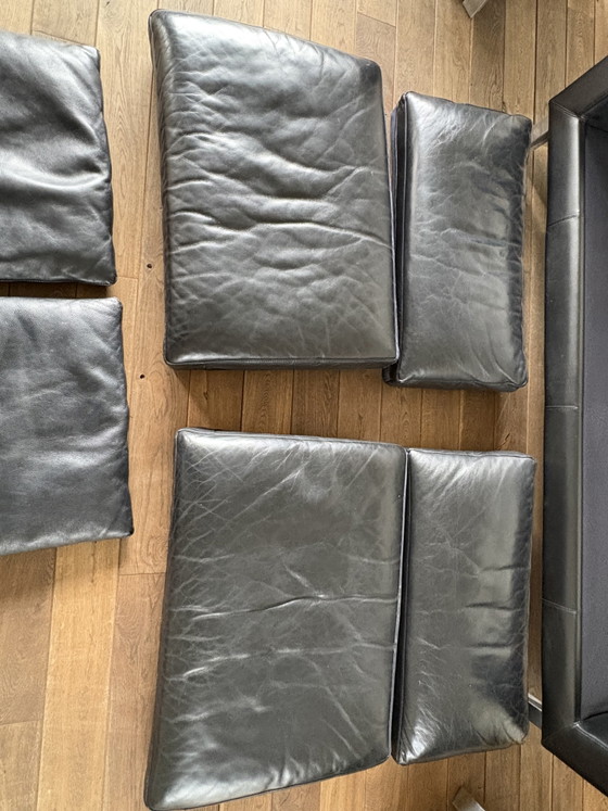 Leolux 2-Sitzer-Sofa Leder schwarz, Set mit 2 Sesseln – Leather, Metal (photo 4 of 15)