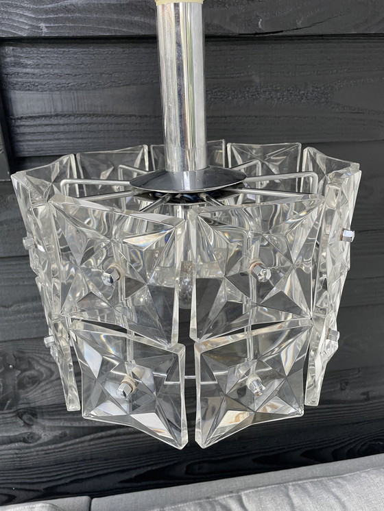 Image 1 of Kinkeldey Prisma glas lamp jaren 60, 18 prisma's