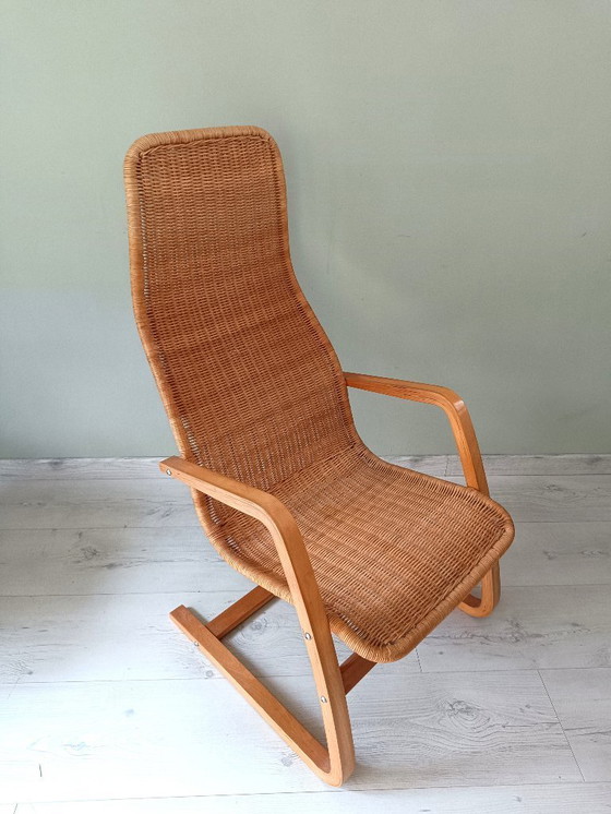 Image 1 of Sillón cantilever Oland Fatolj para IKEA en mimbre y madera