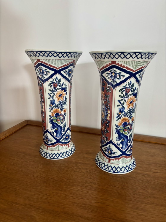 Set van 2 Vintage Boch Vazen - Brugge Delfts Imari Stijl – Ceramic (photo 5 of 12)