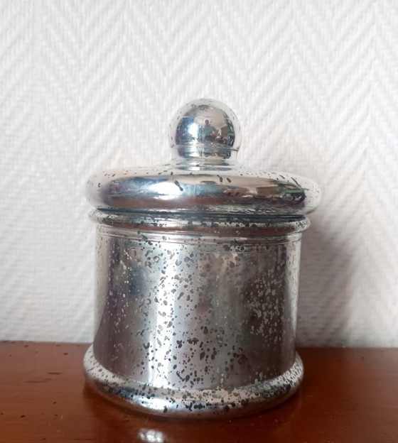 Image 1 of Vintage snoepschaal van omgekeerd beschilderd glas