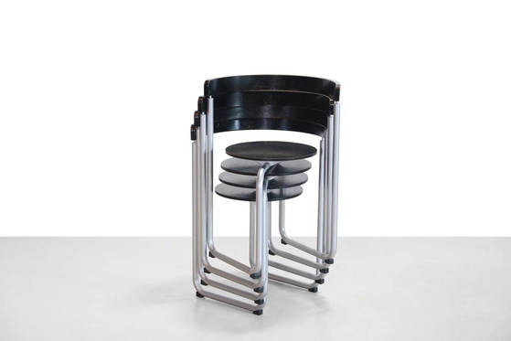 Sculptural Erik Magnussen Parken chairs for Paustian, 1980's – Magnussen (Erik), Dining chairs, polished steel (photo 5 of 7)