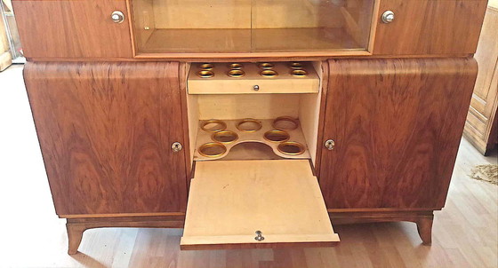 Image 1 of Walnut mini bar from the 1930s, width 149 cm