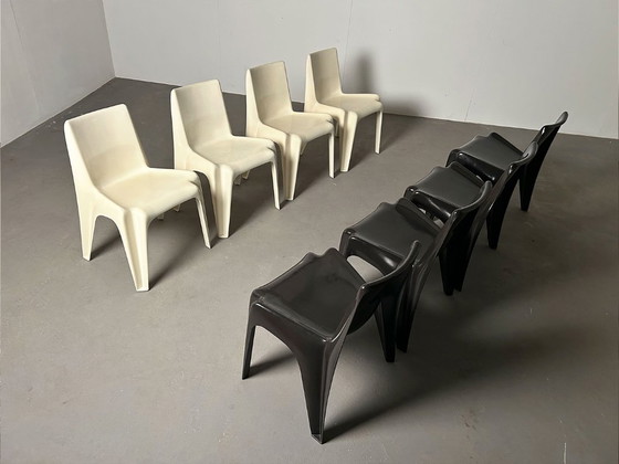 Acht Bofinger stapelstoelen van Helmut Bätzner, 1964. – Eetkamerstoelen, Plastic, Fiberglass (photo 4 of 9)