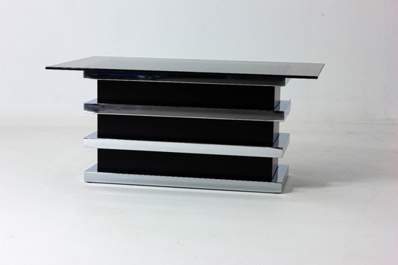 Image 1 of Black and chrome vintage coffee table