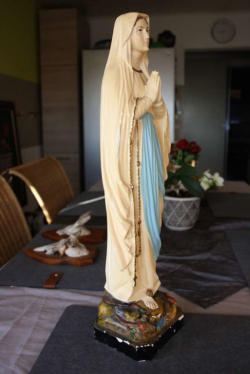 Antique French Madonna - ca. 1930s - plaster, 52 cm - hand-painted