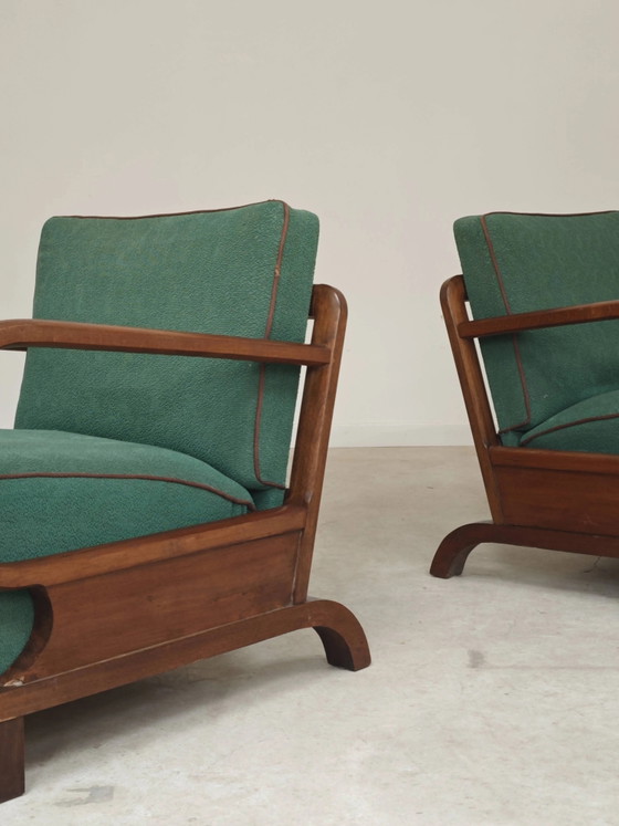Pair of Art Deco green armchairs by Jindrich Halabala, Prague 1930 – Wood (photo 6 of 24)