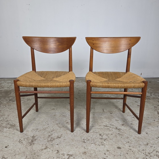 Image 1 of 2x Peter Hvidt, Mølgaard Nielsen eetkamerstoel Deens vintage
