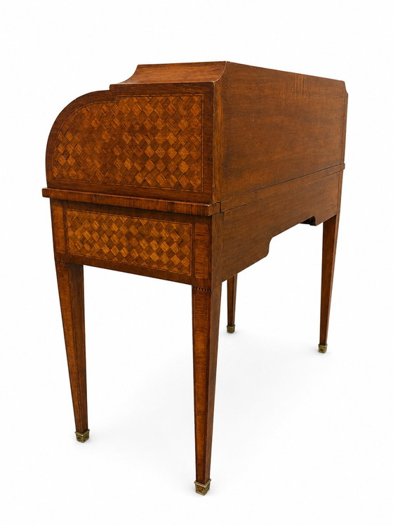 Bureau Secrétaire à Cylindre Louis XVI Marqueterie en Croisillons – Bureaux, Wood (photo 6 of 10)