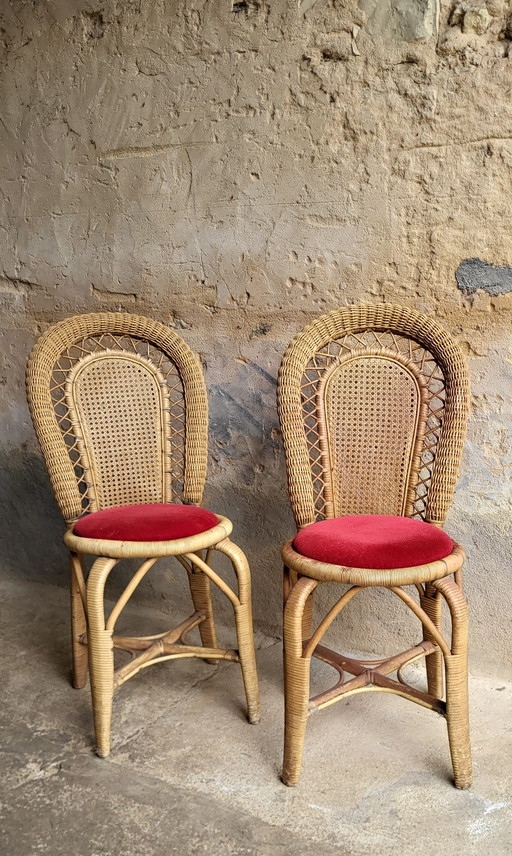 Paire de Chaises en Rotin des Années 60