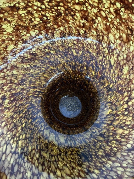Image 1 of Italian murano glass with brass center piece bowl , 1970s