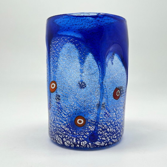 Murano Art Glass Tumbler / Vase – Silver Leaf & Murrines – Hand-blown – Glass & Decanter (photo 19 of 20)