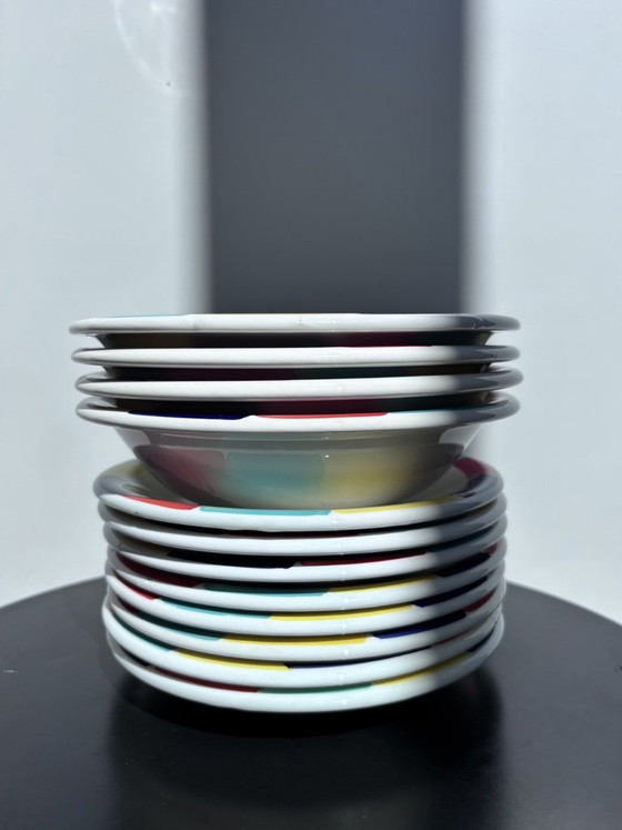 Image 1 of Servizio da tavola vintage italiano da 12 pezzi con design Memphis (anni '80)