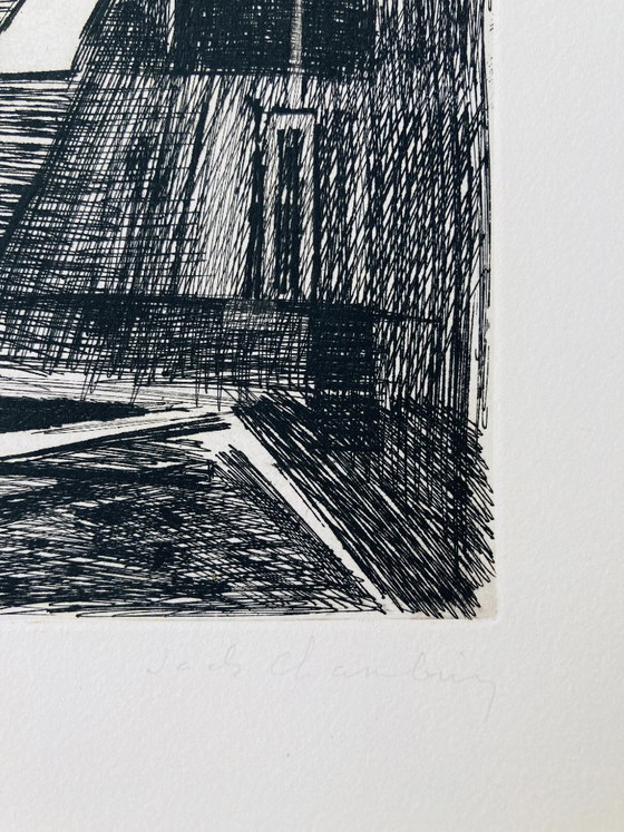 Image 1 of Jack Chambrin - Gravure abstraite vintage - Port d'Amsterdam