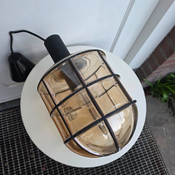 Image 1 of Prachtige Vintage Rookglas Hanglamp Van Glashütte