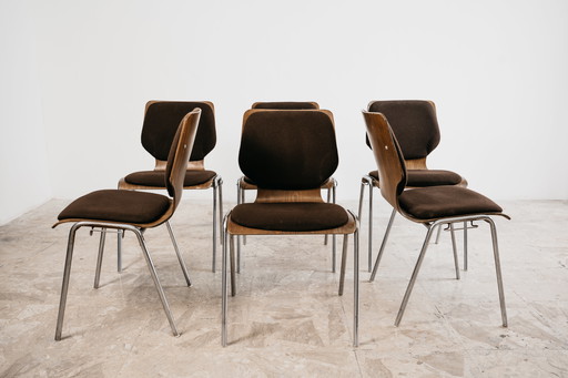 Ensemble de salle à manger style Carlo Ratti avec 6 chaises, design moderne des années 1970