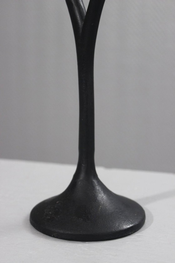 Image 1 of Candeliere vintage a due luci, design organico scandinavo, alluminio pressofuso, XX secolo