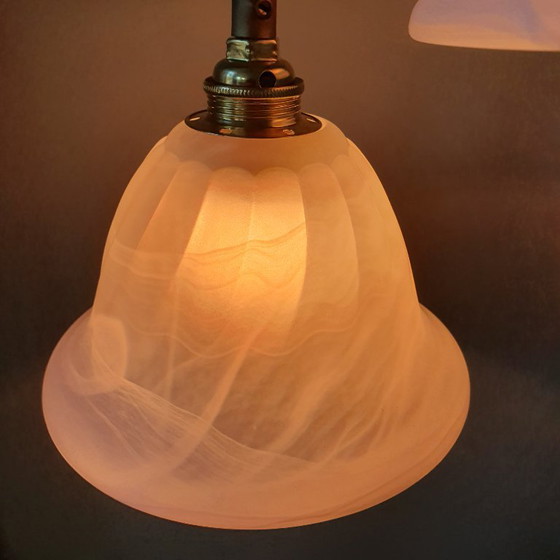 Ensemble de Suspensions Vintage en Verre Dépoli avec des 'Tourbillons' Tissés dans le Verre. – Metal (photo 12 of 18)
