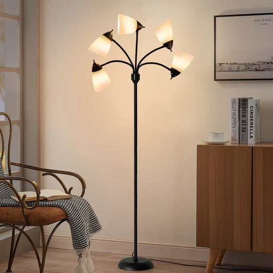 Lampadaire Noir 5 Lumières Orientables, 161 cm, Métal, Hedendaags (photo 2 sur 6)