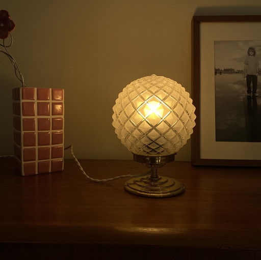 Table Lamp Antique Glass Globe Table Lamp with Brass Base