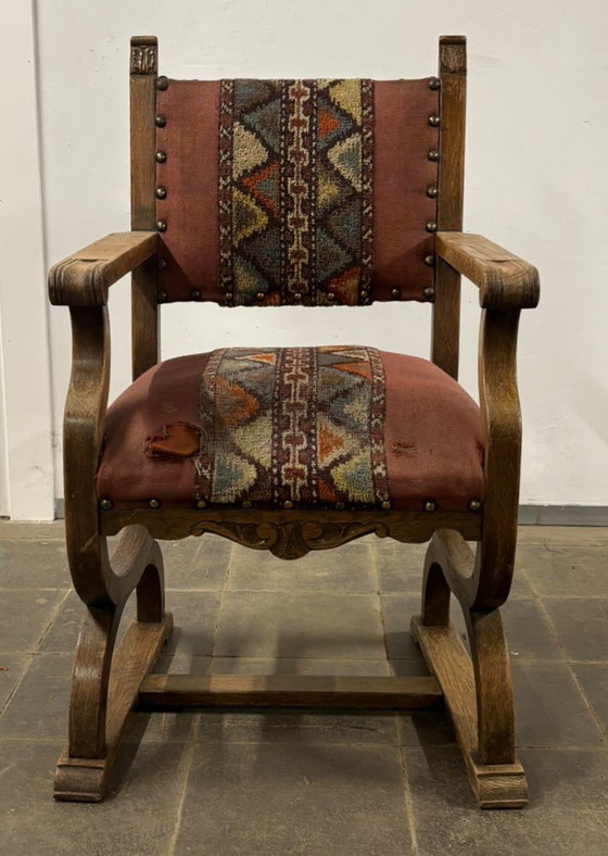 Klassieke Deense bogenstoel 20s-30s – Fauteuils, Textile, Wood (photo 5 of 9)