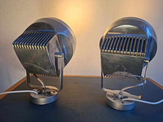 Duo Large Industrial Spots, Vintage Seventies – concord, Table lamps, Chrome, Metal (photo 6 of 14)