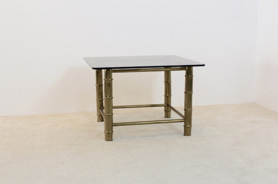 Faux Bamboo Brass Side- or Coffee Table, Metal, Hollywood Regency (photo 7 of 9)