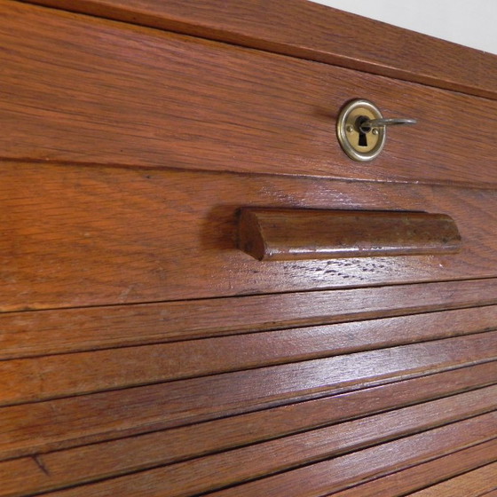 Image 1 of Cassonetto avvolgibile in rovere con 2 ante, altezza 180 cm, anni '50