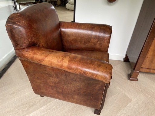 Schapenleren Clubfauteuil Art Deco