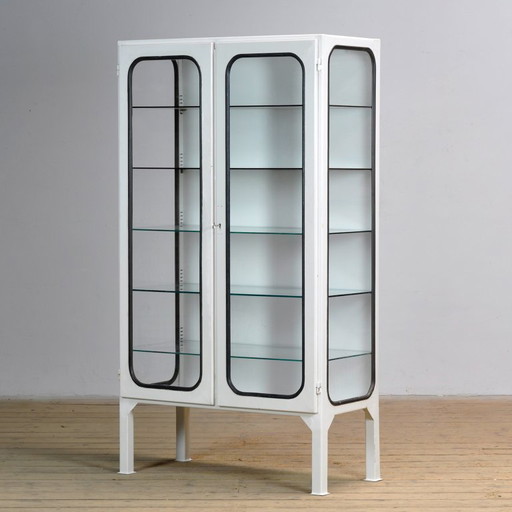 Vintage Iron And Glass Medical Cabinet, 1970s