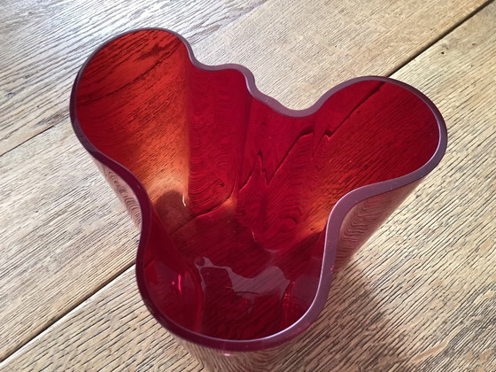 Image 1 of Vintage Alvar Aalto vase Ruby Red