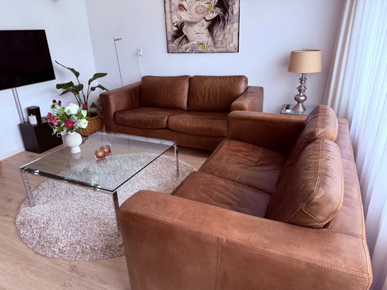 Image 1 of 2x Machalke Ledersofa - 2-Sitzer und 2,5-Sitzer - schokoladenbraun