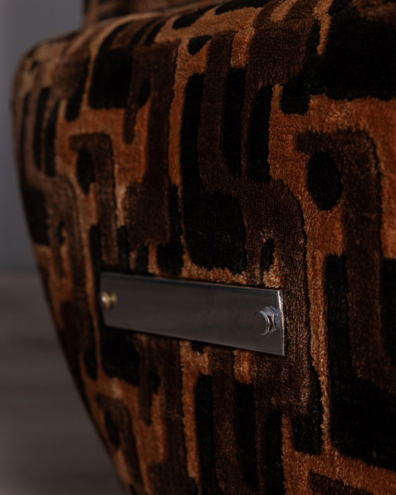 Image 1 of PAAR VINTAGE VEELKLEURIGE FLUWELEN FAUTEUILS UIT DE JAREN 70, ITALIAANS DESIGN