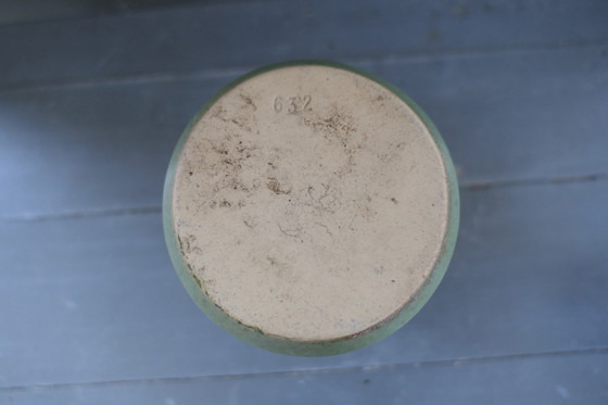 Image 1 of Vintage Earthenware Heavy Vase Green Number 632