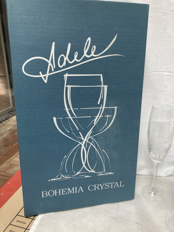 Image 1 of 6 kristallen champagneglazen Tsjechië 90'S