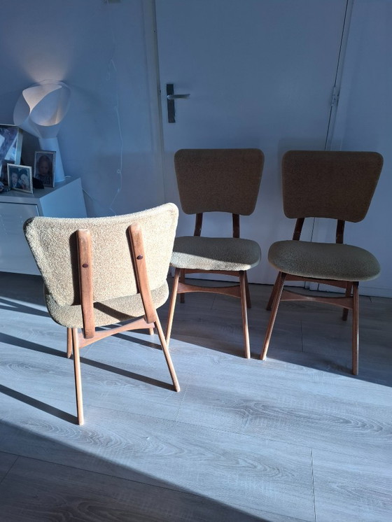 Image 1 of 3x mustard yellow retro dining chair