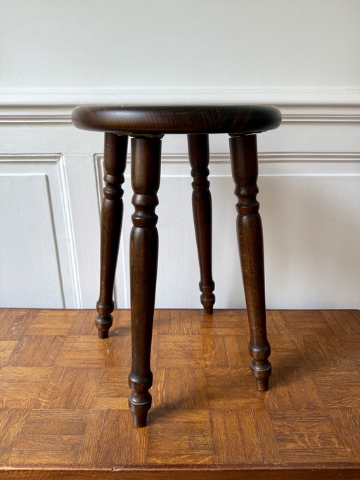 4-legged turned wood stool