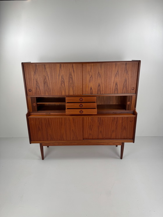 Image 1 of Johannes Andersen Highboard for J. Skaaning & Søn – Danish Design with Hidden Bar, 1960s