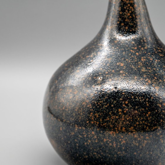 Image 1 of Rare Miura Chikken Japanese Kyō-yaki Vase Kyoto style Tenmoku (tetsu-yu) glaze